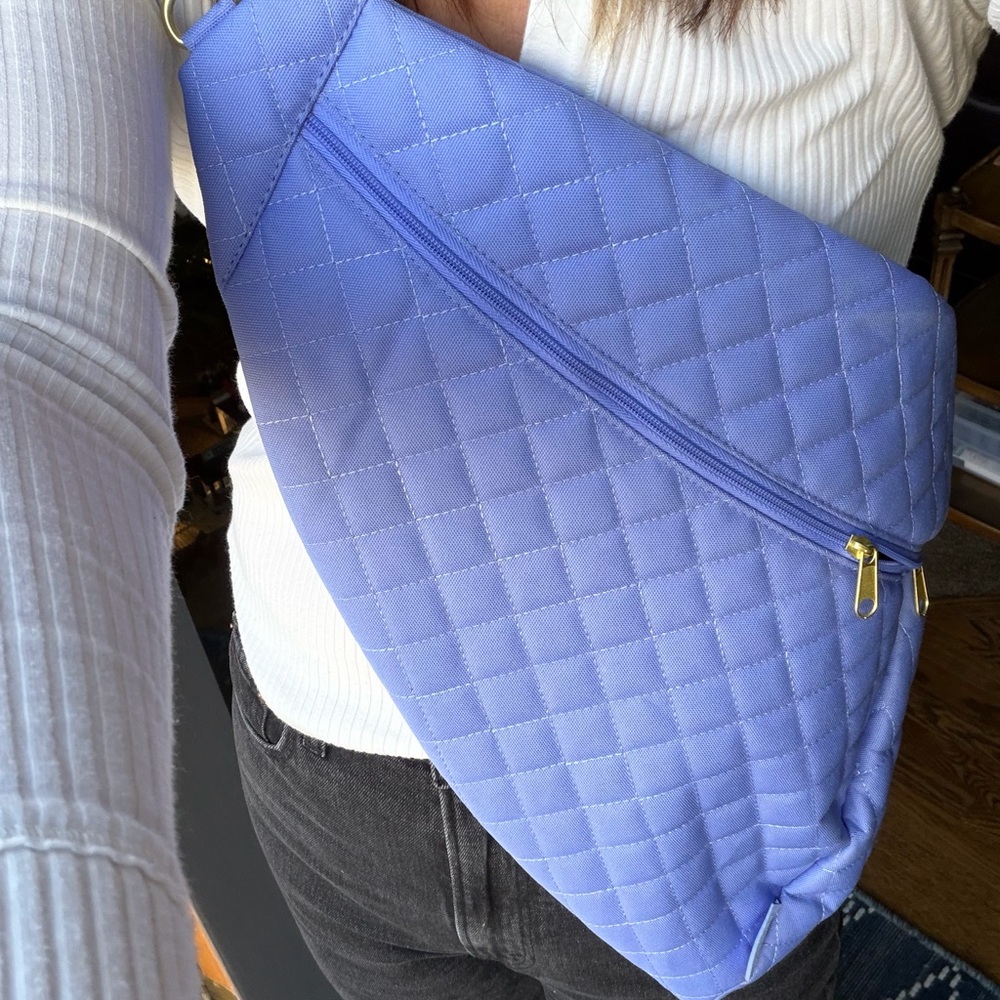 Quilted Blue Sling Bag